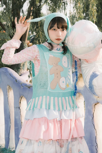 Subculture animal hat mesh vest +