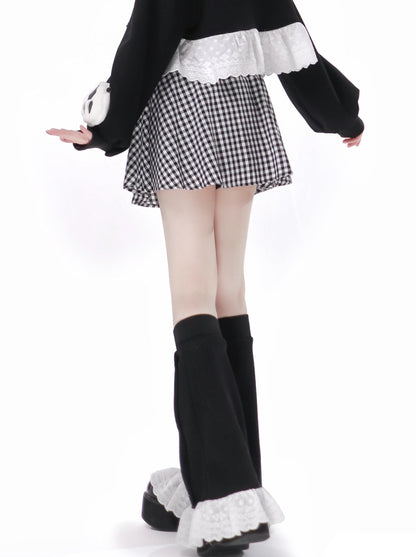 Plash Black Food Sweat Chest Long Singing Long Skirt Suit