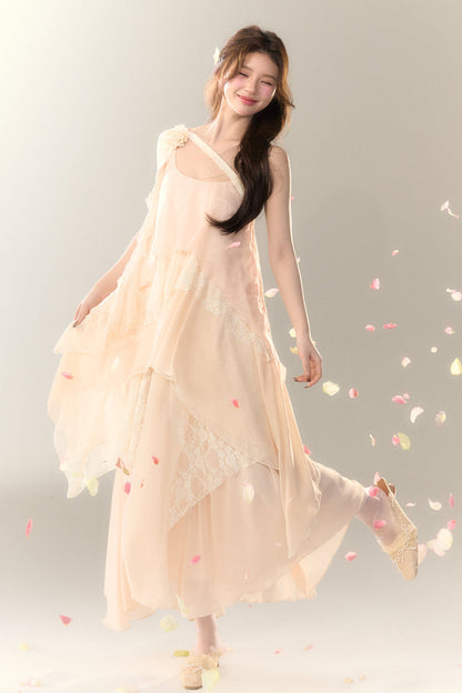 Roselle Irregular Dress Long Multi-Layered Heavy Skirt