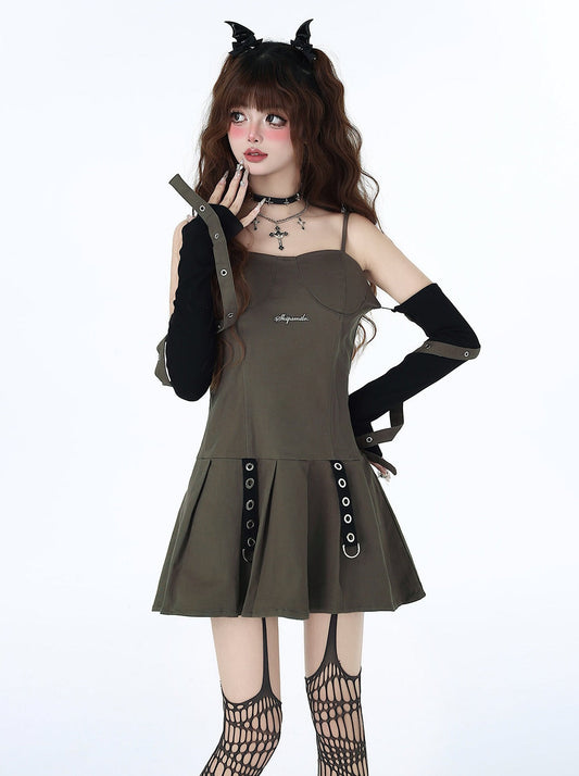 Retro American Sleeves Suspender Hot Girl Dress Design