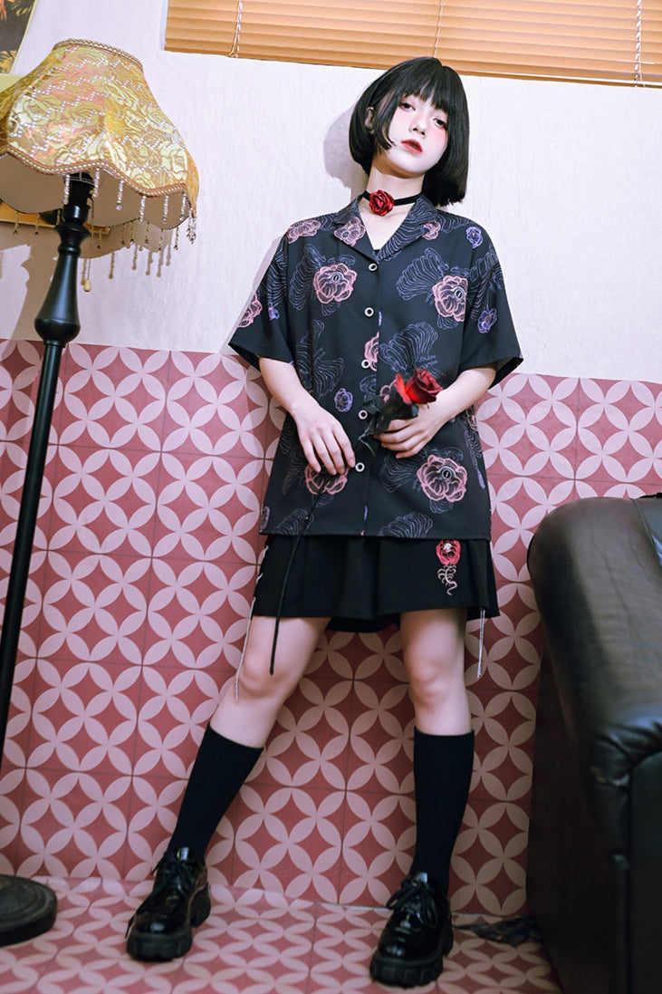 Flower Half China Bone Pants