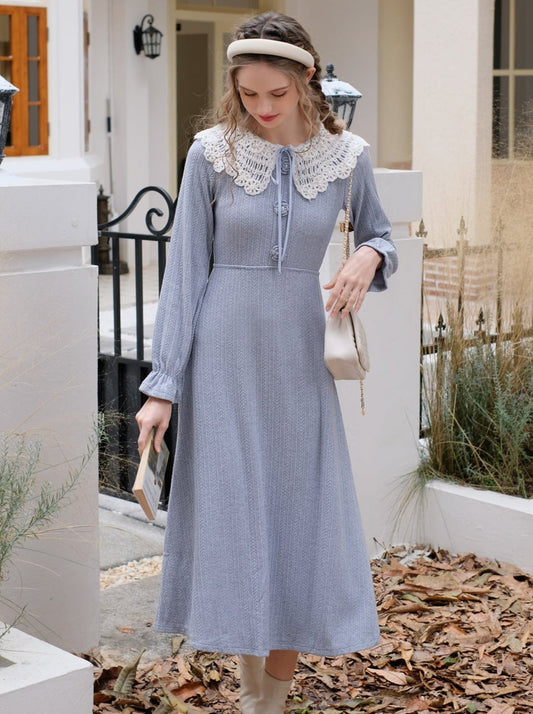 Dress Blue Retro Elegant