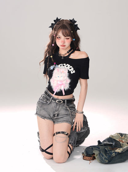 T-Shirt Sommerhase Sweet Off-Shoulder