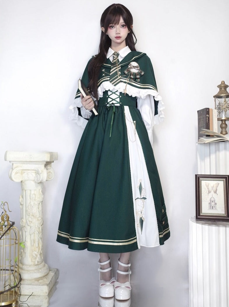 Blouse Traveler Skirt New + Short Cape Flared Time Lace-up