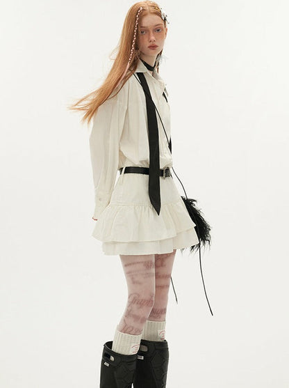 Dress Ruffle Shirt Lapel Slim