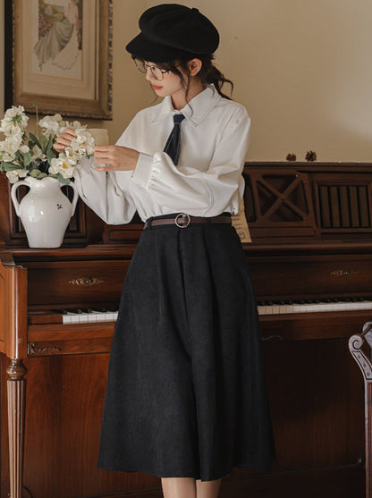 Shirt + Skirt Flared Wool Preppy