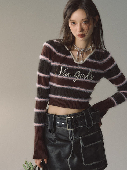 Slim Fit Strick mit Logobordüre