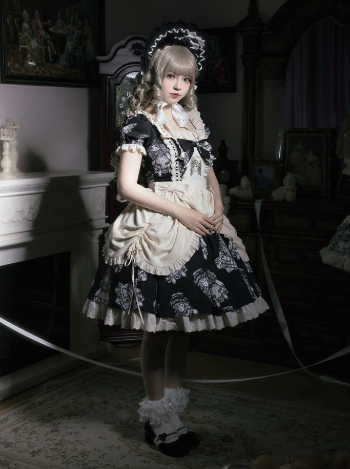 Ensemble de robe de nuit brodé de poupées imprimées