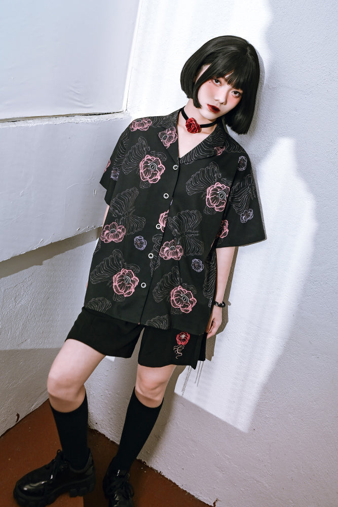 Flower Half China Bone Pants