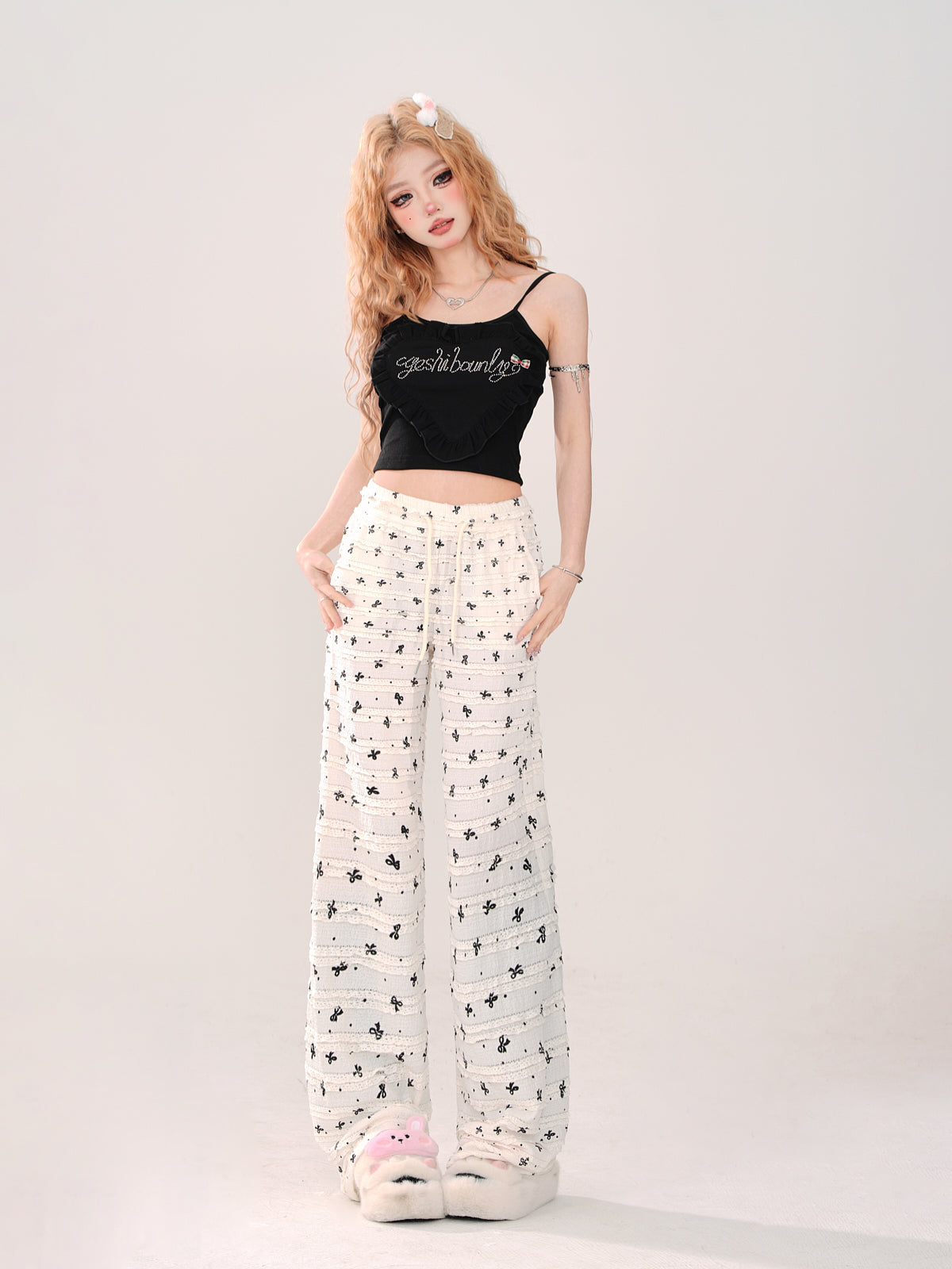 Loose Ribbon Cool Casual Pants