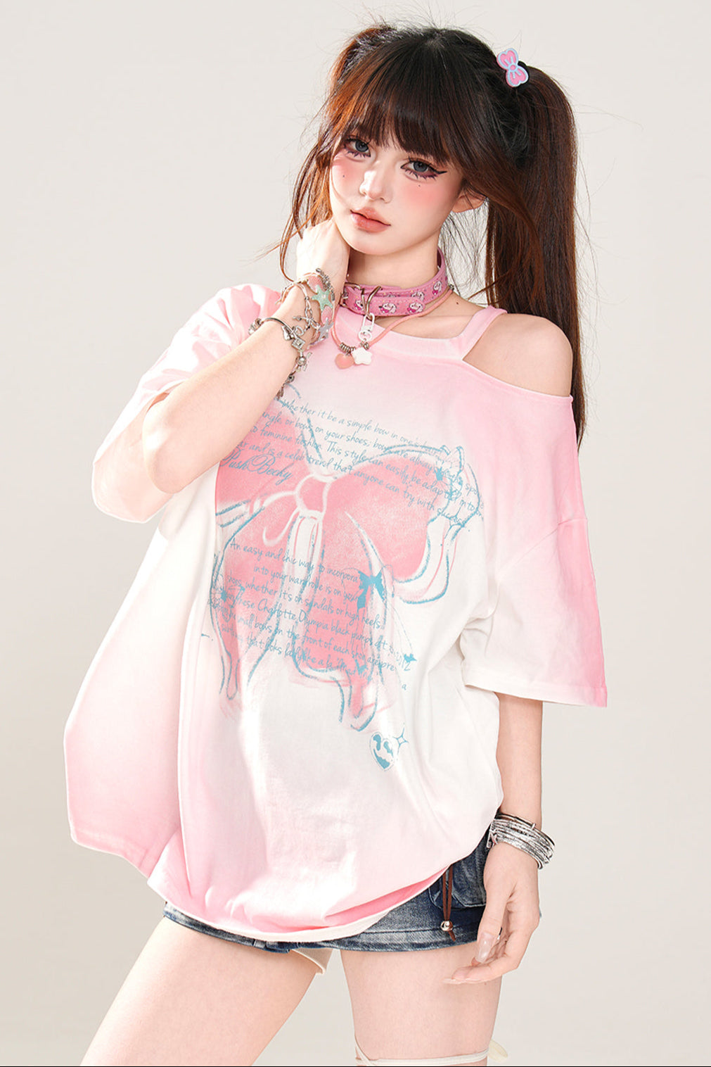 Trägerloses T-Shirt mit Schleife Melody