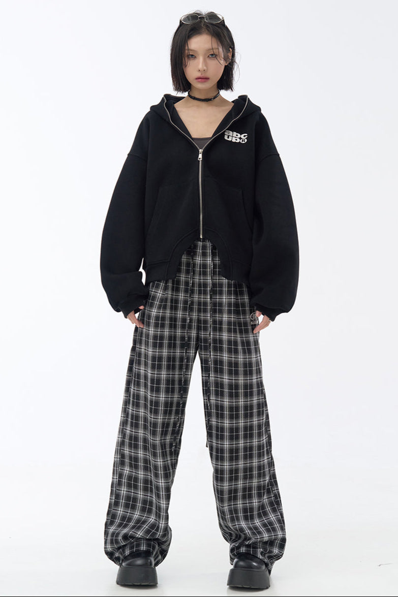 pants casual Checked wide-leg