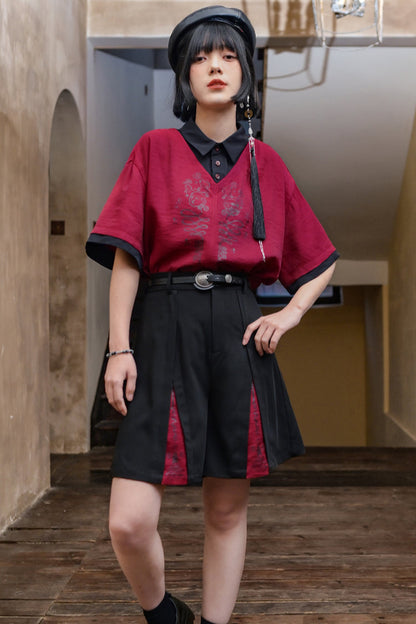 Pants Dark High Waist China Half