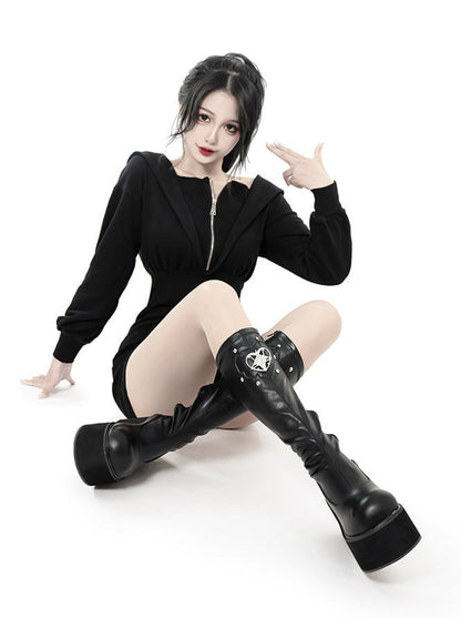 Bottes Sauron Eye Punk à bout rond et plateforme
