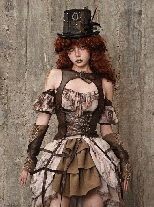 Gilet d'oiseau rétro en cuir style steampunk