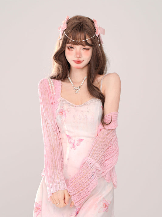 Summer Love Sheer Letter Knit Cardigan