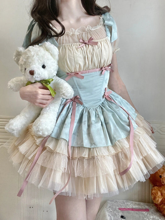Mint Green Suspenders Cart Dress