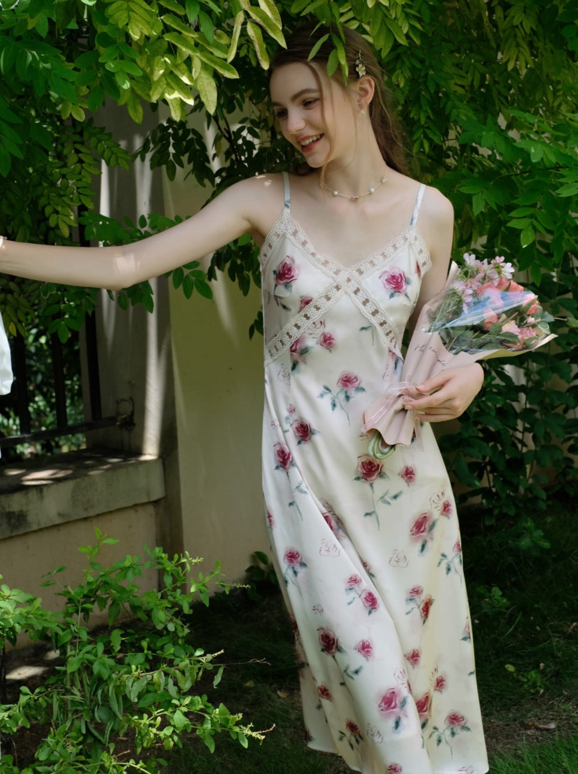 Weißes Kleid Pure Flower Sweet Camisole