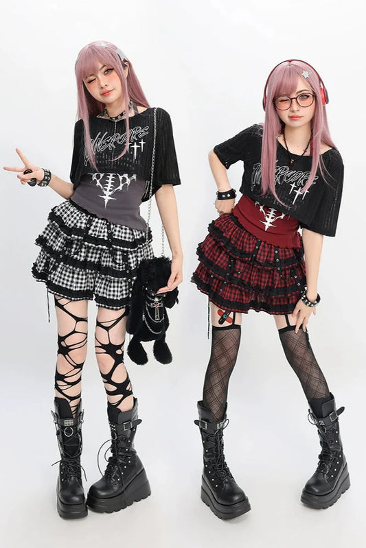 Asian vest Y2K and smock skirt Light