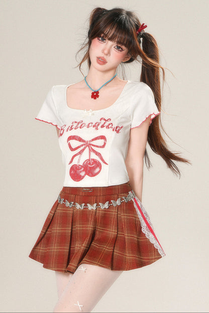 Milky Slim Sweet T-Shirt Cherry