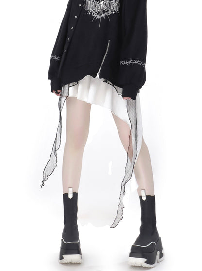 Dark Soon Print Design Sweat Suit Eyelet Trainer + Lace Elegula Skirt