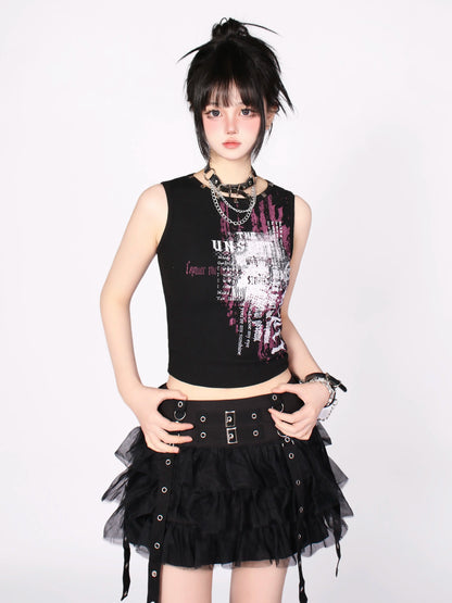 Amerikanisches Tank-Rock-Retro-Top mit Nieten