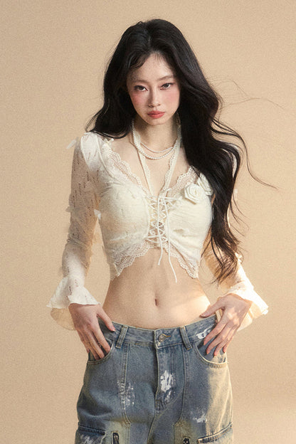short cardigan Rail inner + halter neck