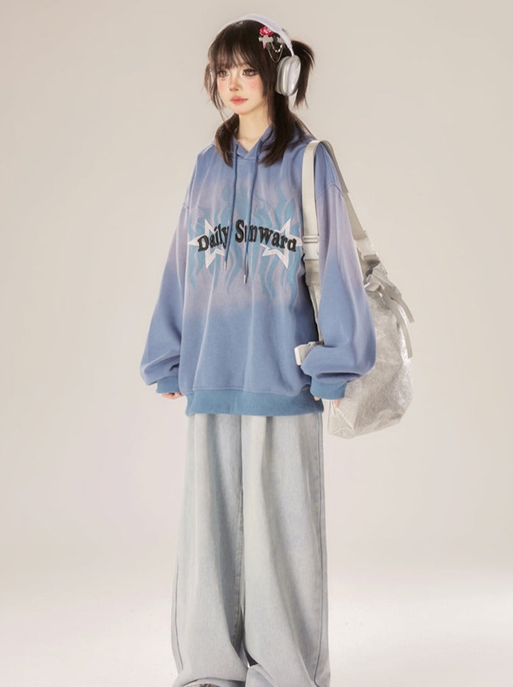 Straight Denim Loose Retro Pants Cross-belted