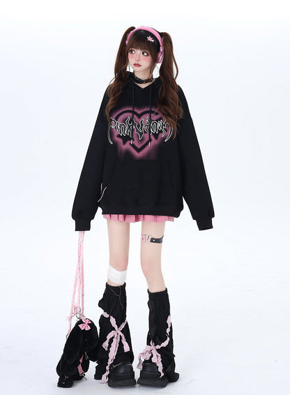 Sweat à capuche surdimensionné avec lettres « Love American »