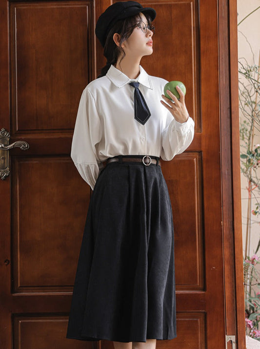 Shirt + Skirt Flared Wool Preppy