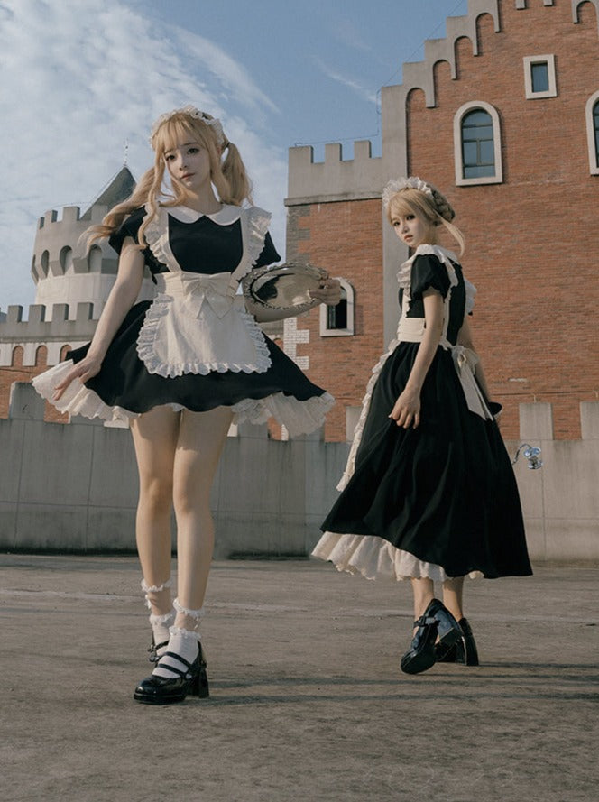 Maid Dress Lace Pleated