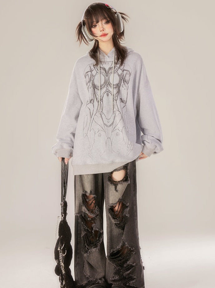 Sweat à capuche gris foncé