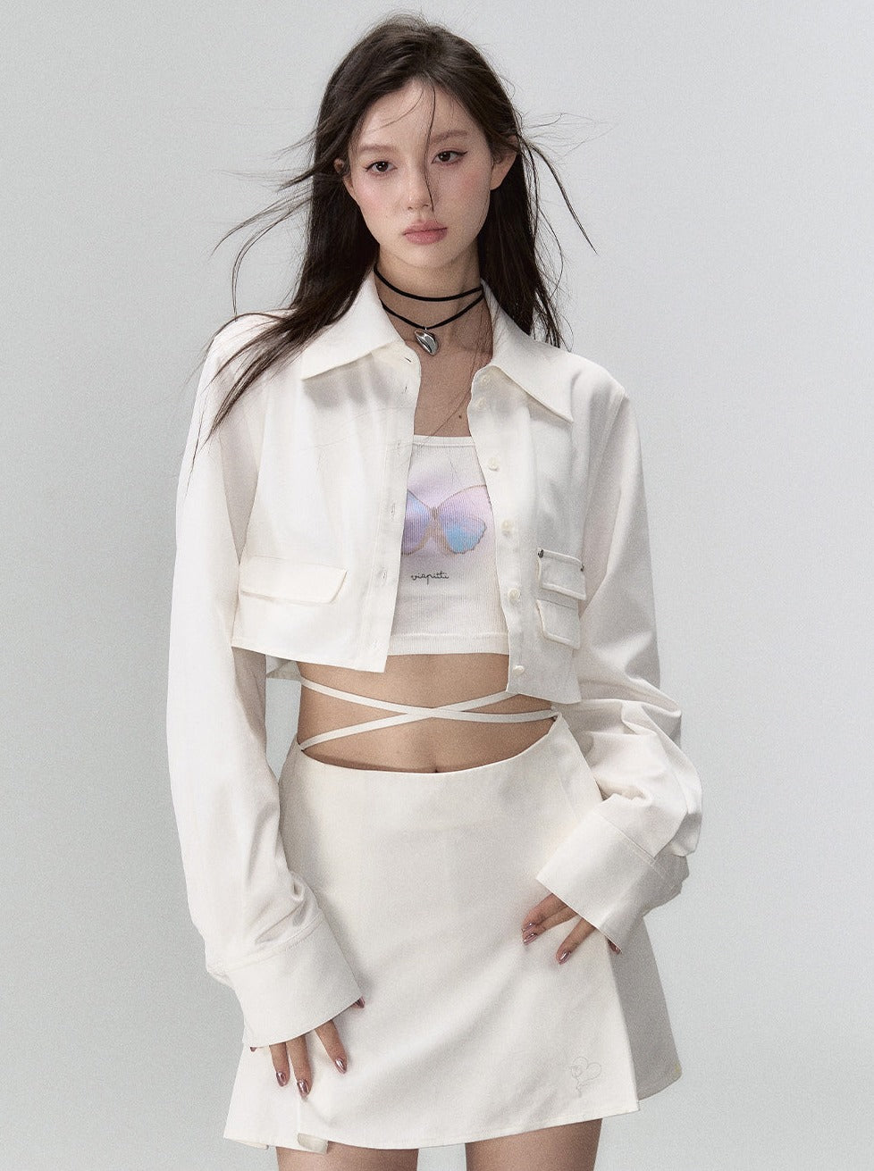Jupe tendance deux pièces veste manteau + short