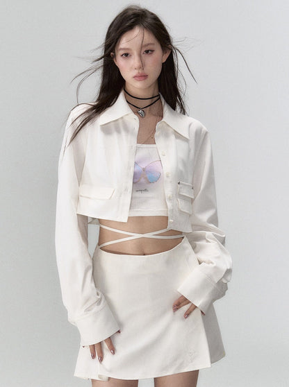 Jupe tendance deux pièces veste manteau + short
