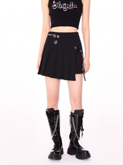Asymmetrical Irregular A-line Pleated Skirt