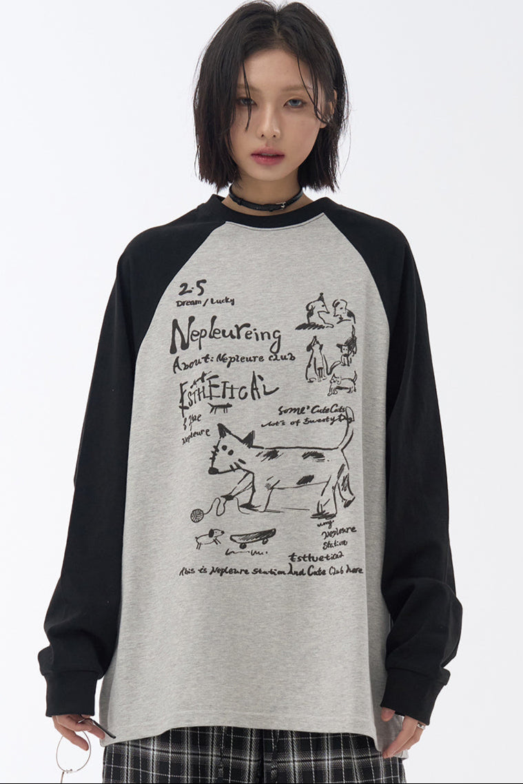 Street T-Shirt Art Patchwork Long Sleeve