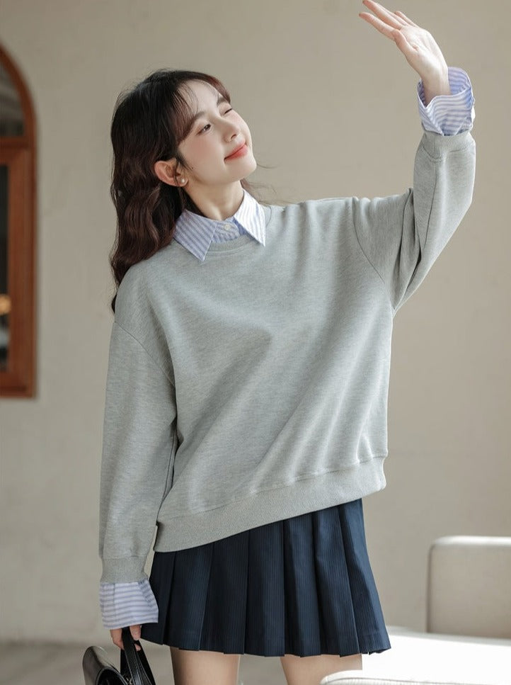 Pull ample à rayures, ensemble deux pièces