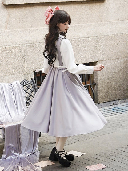Blue College Dress Pastel Lolita