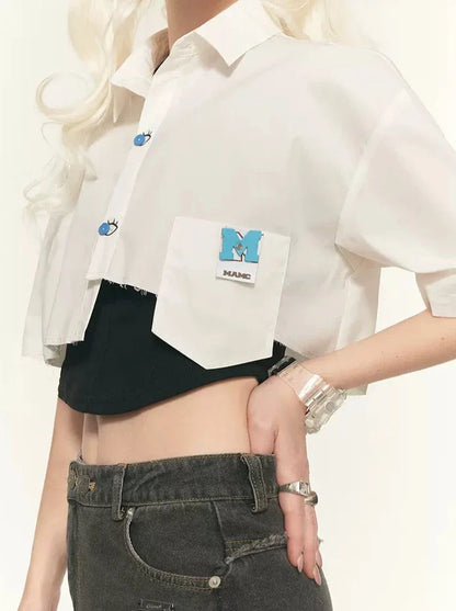 Design Shirt Eye Short Blue Cloak