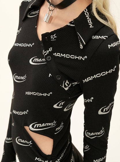 Robe à logo froncé imprimé