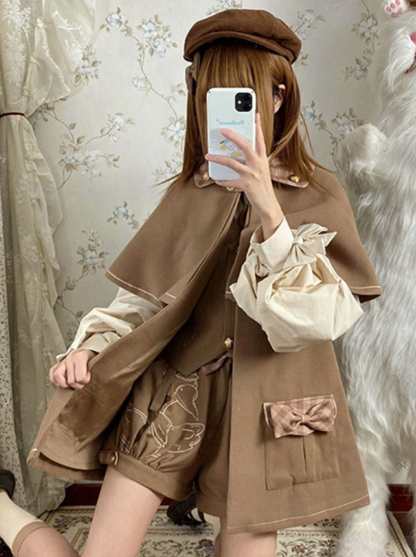Retro Detective Wool Cloak Jacket