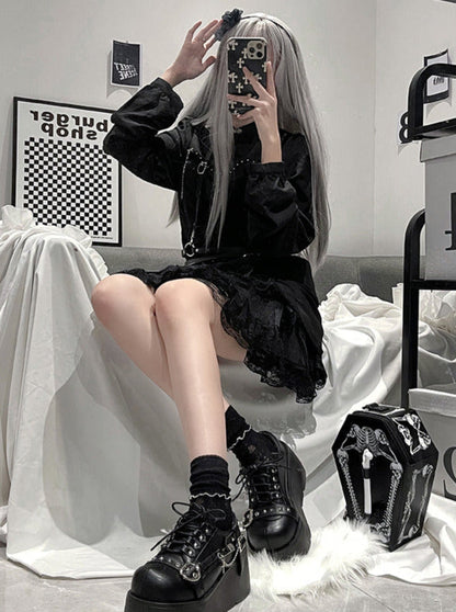 Chaussures à plateforme punk cloutées Lolita