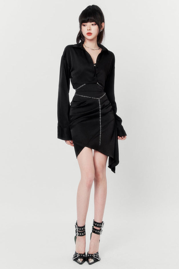 Mode Satin Wrap Dress + Shirt Halter