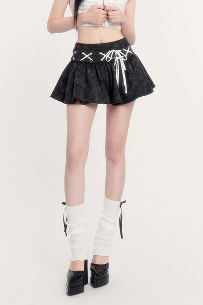 Taille Spitze Hemd Rock Hohe Slim Flared Up +