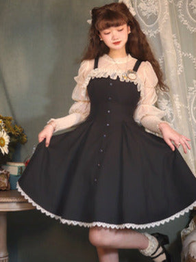 Song Love Elegant Dress Short/Long Lolita Reservations Black Piano Satin Sass