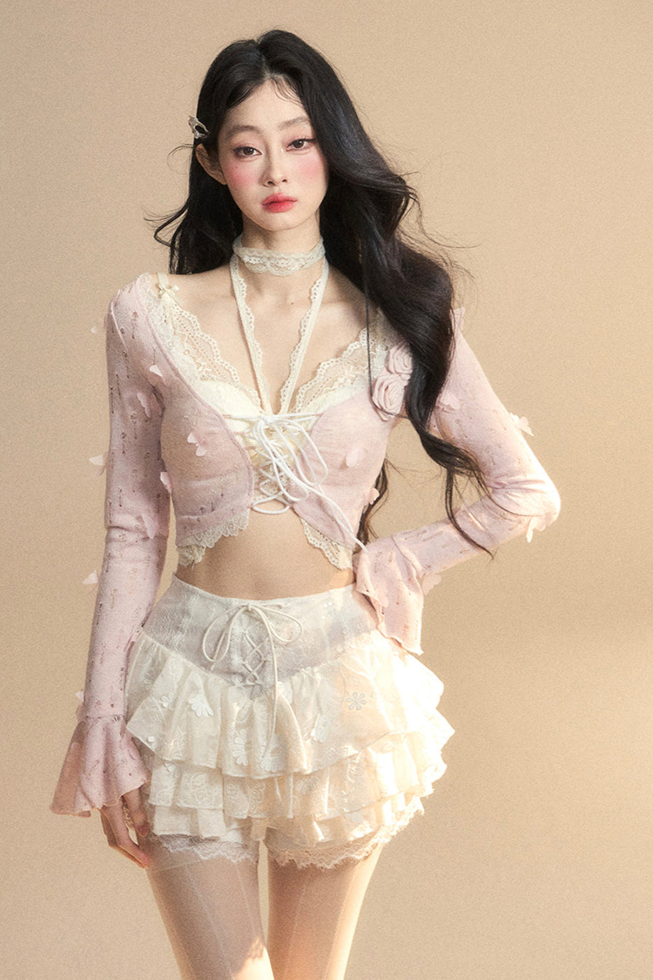 short cardigan Rail inner + halter neck
