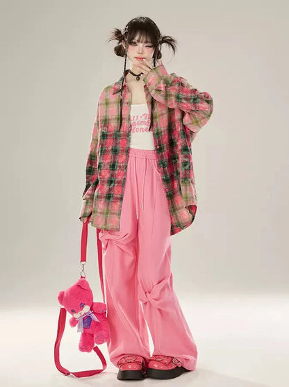 Rose Red Check Gradient Shirt