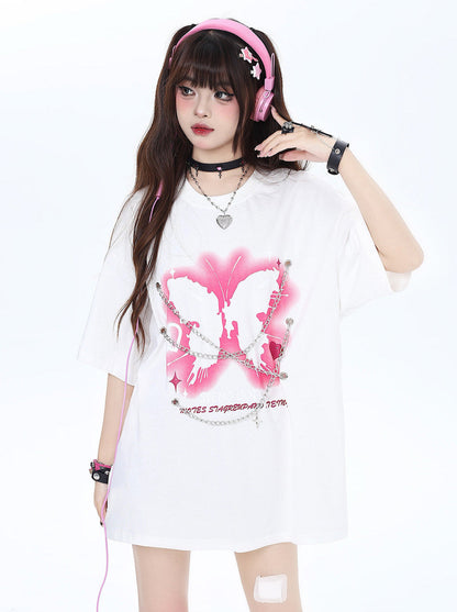 Chain Butterfly Punk Rock American T-Shirt Metal Print