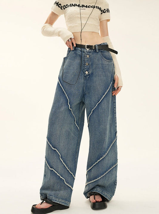 Och Caliper Retro Jeans Button Wash Casual Trendy Pants