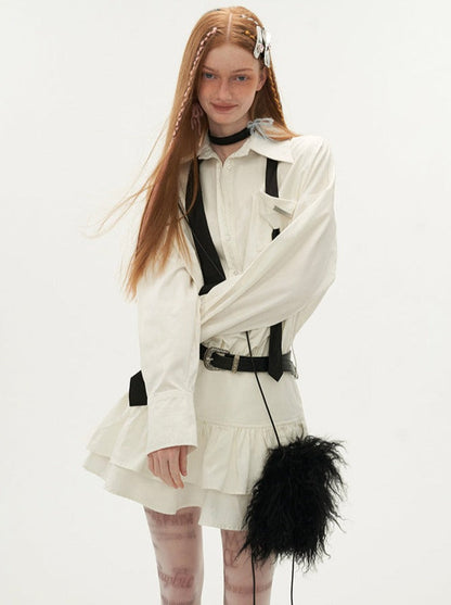 Dress Ruffle Shirt Lapel Slim